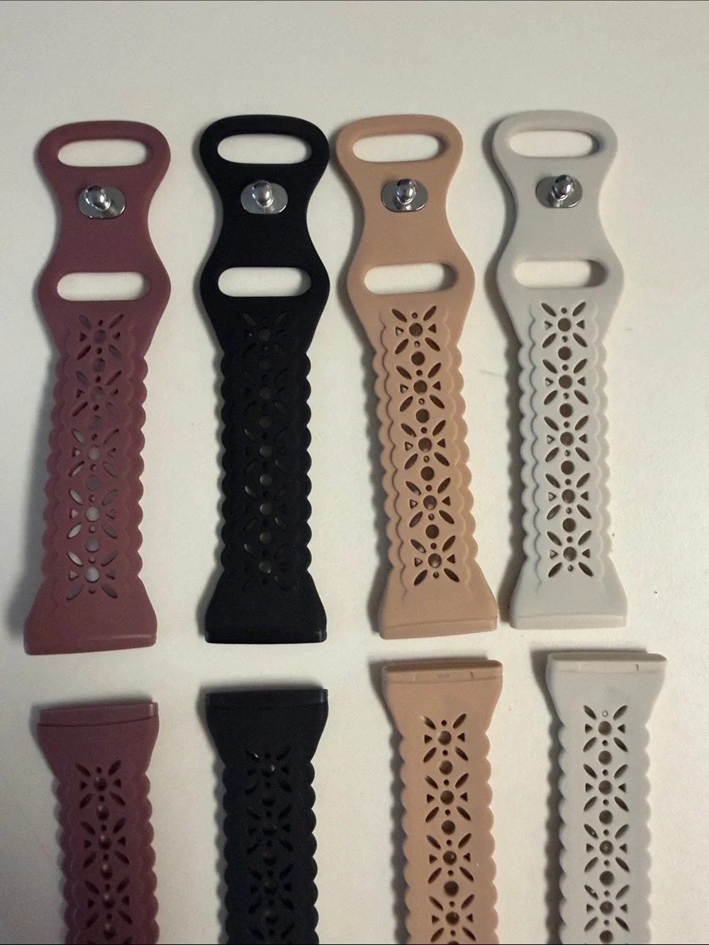 NWT Fitbit Versa 3 Lace Silicone Watch Bands Plum, Black, Taupe, Light Gray